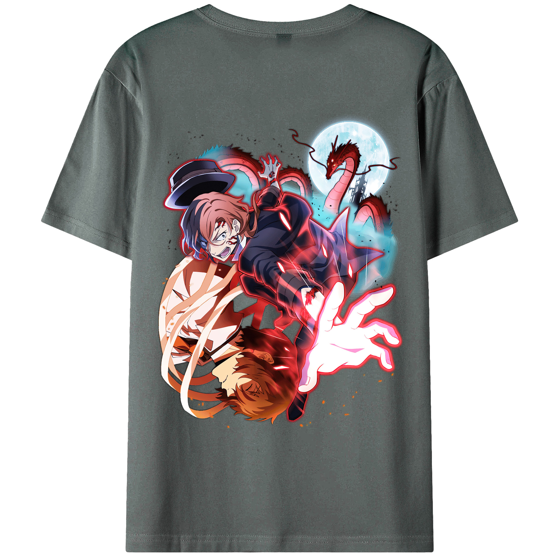 （画像用） 文豪ストレイドッグス Bungo Stray Dogs 綿100％ メンズ半袖Tシャツ（バックプリント） 通気性
